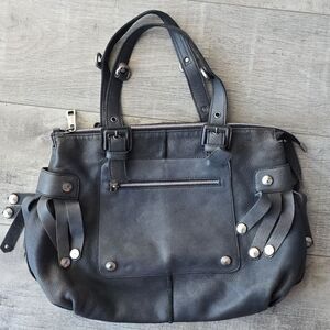 Innue Graphite Gray Italian Distressed Leather Hobo Bag Handbag Grunge Rock